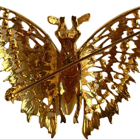 VTG Kenneth Lane Designer RARE! Rhinestone Butterfly Brooch Pin Signed - Picture 4 of 6
